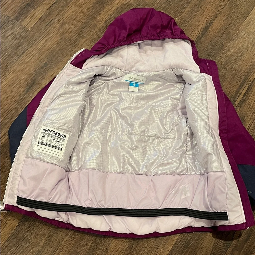 Columbia Girls' Plum and Navy Hooded Insulated Winter Jacket